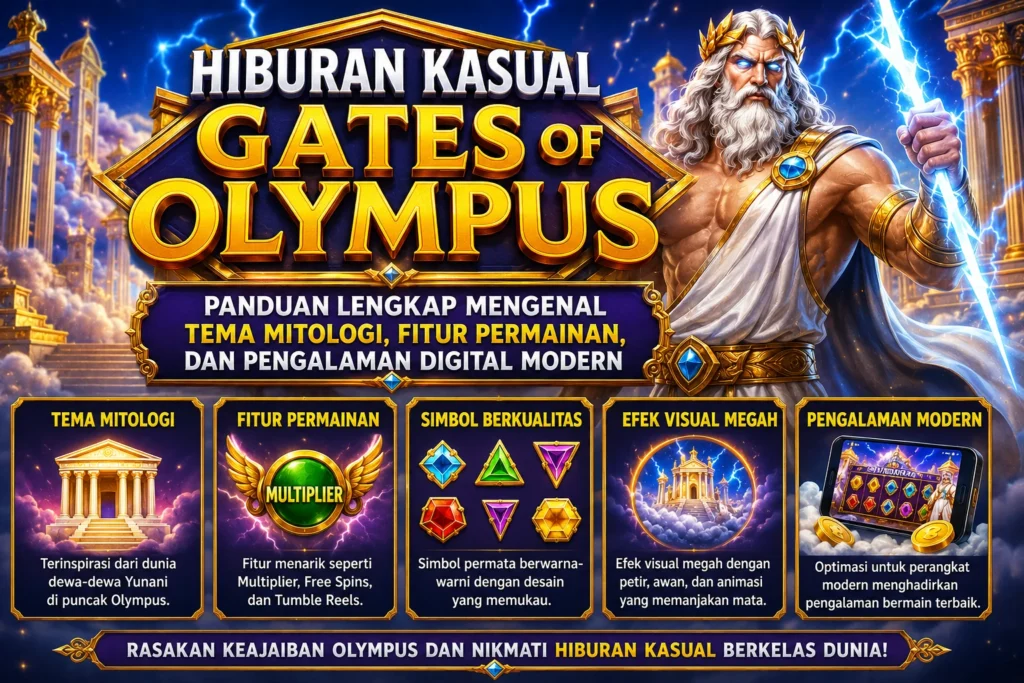 Hiburan Kasual Gates of Olympus Panduan Lengkap Mengenal Tema Mitologi, Fitur Permainan, dan Pengalaman Digital Modern