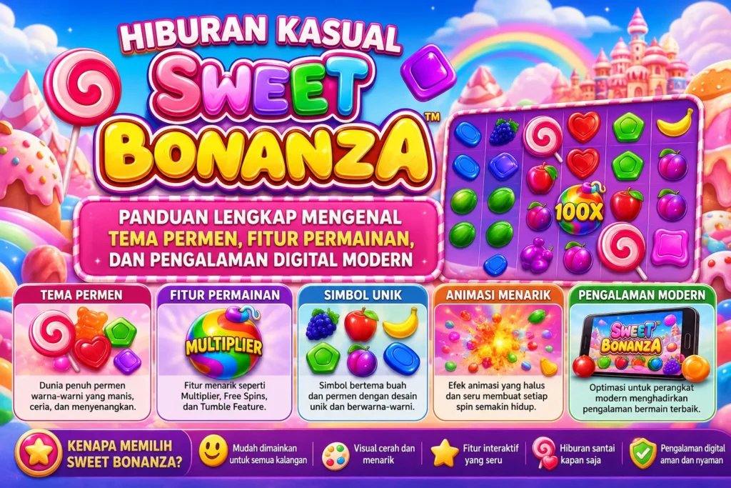 Hiburan Kasual Sweet Bonanza Panduan Lengkap Mengenal Tema Permen, Fitur Permainan, dan Pengalaman Digital Modern